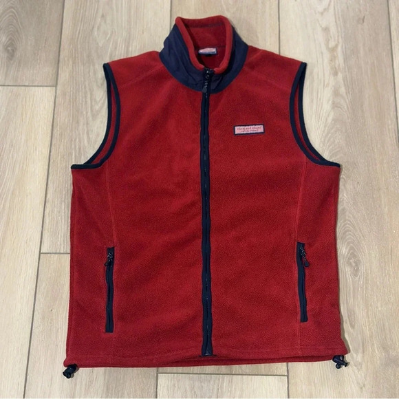 Vineyard Vines Harbor Fleece Zip-Up Vest in Red Men’s Small - Picture 1 of 4